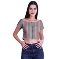 thumbnail image 1 of Moomaya Printed Viscose Crop Top Short Sleeve Zipper Tunic Womens Summer Tops, 1 of 4