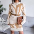 thumbnail image 2 of CEHVOM Women Casual Loose Geometric Patterns Sweater Knit Dress, 2 of 6