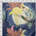 thumbnail image 4 of oneOone Rayon Royal Blue Fabric Tropical Abstract With Flamingo Craft Projects Decor Fabric Printed By The Yard 56 Inch Wide, 4 of 4