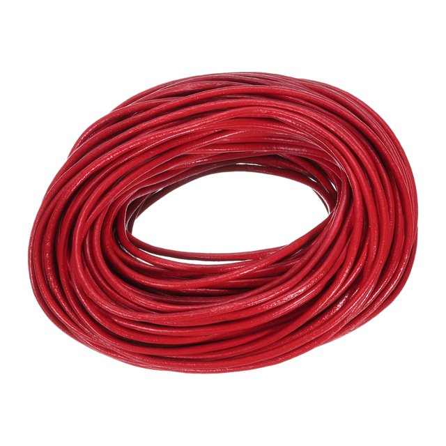 Unique Bargains 20 Yards Cordon de Laçage en Cuir Rond 2mm pour Bricolage, Rouge Foncé