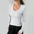 thumbnail image 2 of Lmnyox T-Shirt à Col Rond pour Femmes Manches Longues Décontracté Mode Basique Automne Hiver, 2 of 4