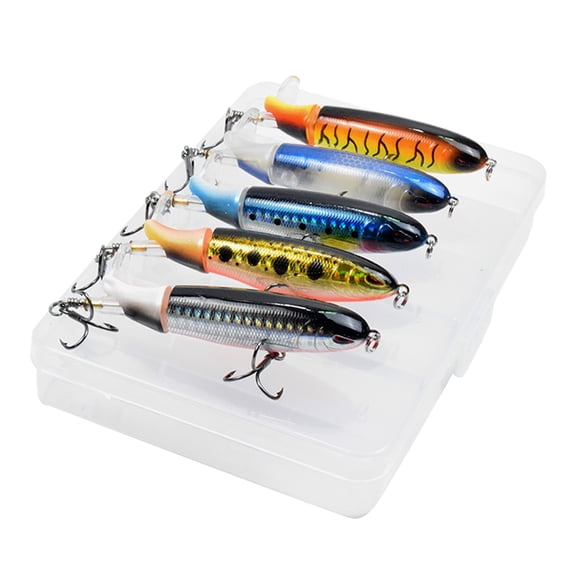 Amdohai Topwater Popper Bionique à Hélice Tracteur Appât Dur Leurre de Pêche Rotation Queue Leurre de Pêche Appât 2 Segments Leurre pour Achigan Leurre Artificiel Crankbait Réaliste Hameçons Truite Achigan Brochet Pêche