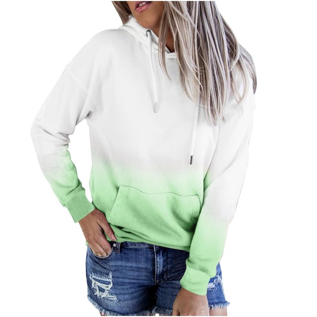 Penkiiy Chandails à Capuche pour Femmes Mode Chandails Décontractés pour Femmes Sweat à Capuche Patchwork Blouse à Capuche pour Dames Pull Vert Vêtements Y2K