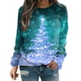 thumbnail image 2 of jsaierl T-Shirts de Noël pour Femmes Mode Paillettes Sapin de Noël Hauts à Imprimé 3D Chandails Tunique à Manches Longues Chandail pour Femmes, 2 of 5