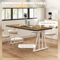 thumbnail image 4 of CoSoTower Farmhouse Kitchen Table for 8, Rectangular Dining Table with Thick Tabletop and Steel Trestle Legs, Brown and White, 4 of 7