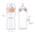 thumbnail image 3 of Yooforea Silicone Coated Glass Baby Bottle, 6M+ Fast Flow Nipple I Anti-Colic, Wide Neck, Stable Base I Medical-Grade Silicone Coating Shatter Protection, BPA BPS PVC Free (270 ML/9 OZ-Honey), 3 of 5