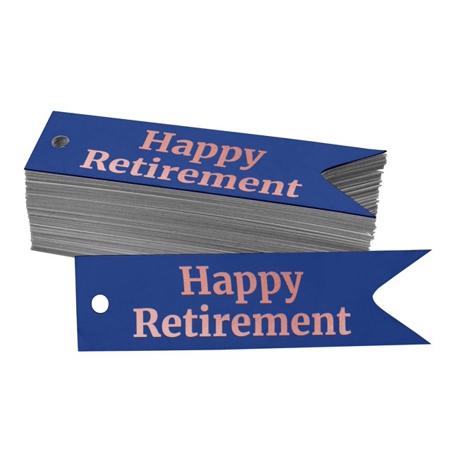 Inkdotpot Happy Retirement Bottle Tag Real Rose Gold Foil Favor Hang Tags Pack Of 50