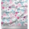 thumbnail image 1 of Soimoi Tissu Popeline de Coton Blanc Anémone & Fleur Rose Tissu Floral Imprimés au Mètre 56 Pouces de Large, 1 of 3
