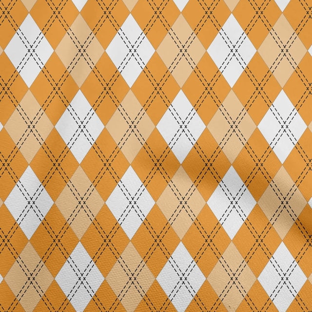 oneOone Georgette Viscose Orange Fabric Check Craft Projects Decor Fabric Printed By The Yard 42 Inch Wide