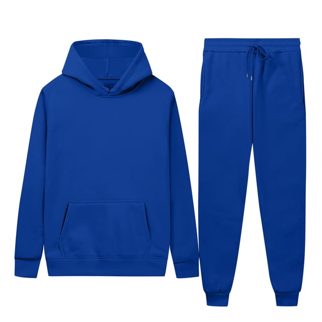 Gspmoly Mens Shirts, Men'S Casual Oversize Solid Color Drawstring Trouser Long Sleeve Hooded Set Going Out Tops Weekly Deals