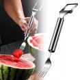 thumbnail image 2 of Classic Kitchen Accessories, 2 In 1 Stainless Cutter Upgraded Kitchen Gadget Watermelon Fork Slicer Cutter Slicer Tool Head Forks Slicer Watermelon Cutter Fork Forks 2pc, 2 of 7