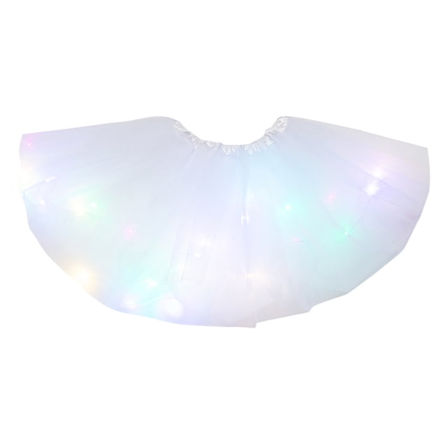 Women 3 Level Mesh Tulle Skirt Princess Skirt With LED Small Bulb Skirt