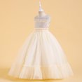thumbnail image 3 of RXIRUCGD 2025 Vêtements d'Été pour Enfants Robe de Princesse Sans Manches Col Rond Couleur Unie Brodée Exquise Perles Robe de Soirée Robe de Banquet, 3 of 8