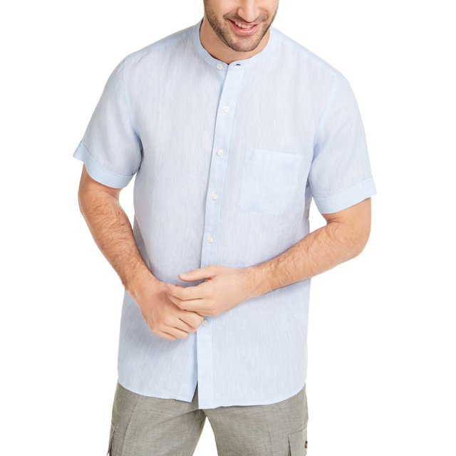 Tasso Elba T-shirt à Manches Courtes en Lin pour Homme, Bleu Pastel, Grand