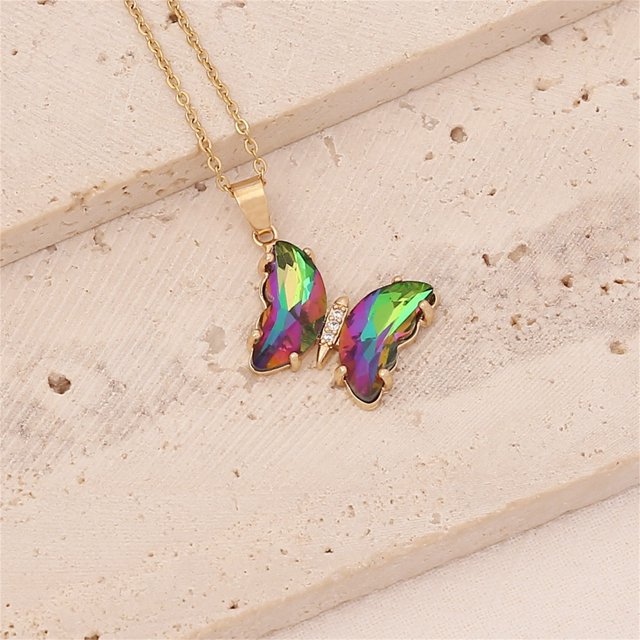 TopLLC Anneaux Dégradé Multicolore Collier Mode Tempérament Clavicule Chaîne a Collier