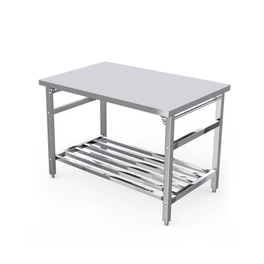 48x30 Inch NSF Stainless Steel Prep Table, Commercial Folding Work Table with Undershelf, 500+420 Lbs Capacity, No Assembly, Portable for Restaurant Kitchen, Food Truck, Camping & Home Use
