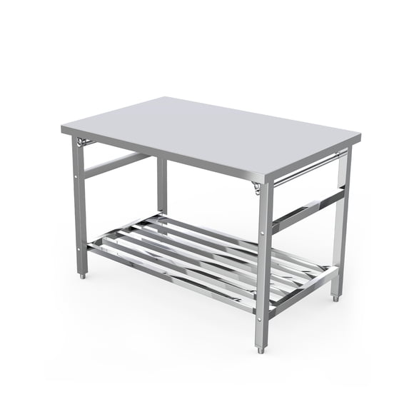 48x30 Inch NSF Stainless Steel Prep Table, Commercial Folding Work Table with Undershelf, 500+420 Lbs Capacity, No Assembly, Portable for Restaurant Kitchen, Food Truck, Camping & Home Use