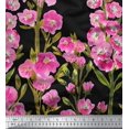 thumbnail image 3 of oneOone Silk Tabby Fabric Leaves & Pink Floral Panel Print Sewing Fabric BTY 42 Inch Wide, 3 of 3