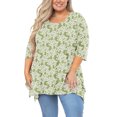 thumbnail image 1 of SHOWMALL Chemise Grande Taille pour Femmes Manches 3/4 Vêtements Roses Vertes 1X Blouse Haut Évasé Col Rond Maternité Vêtements Amples pour Leggings, 1 of 6
