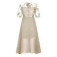 thumbnail image 5 of WTXUE Robes pour Femmes 2024, Robe Mi-Longue en Broderie Dentelle Chiffon pour Femme, Robe Simulée, Robes Dorées pour Femmes, 1# Or 2TG, 5 of 5