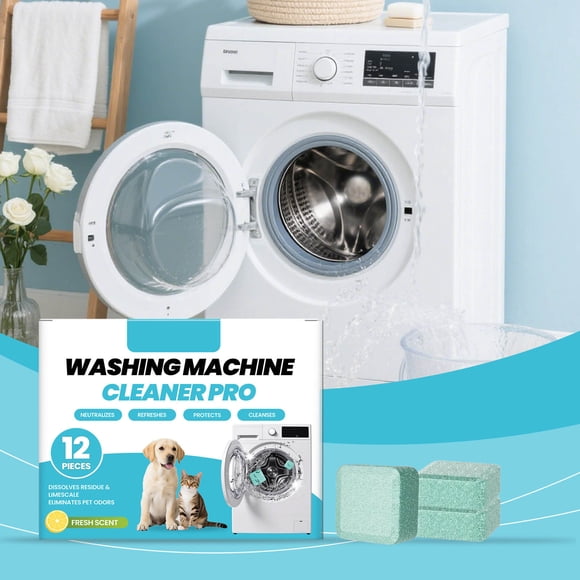 CaiYueKe Washer Cleaner Tablets 12-Pack Washing Machine Cleaner Pods Deep Clean Limescale Odor Remover Powerful Stain Removal Effective Cleaning