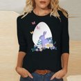 thumbnail image 2 of RKSTN Hauts pour Femmes Pâques Mignon Lapin Imprimé Coupe Ample Hauts Col Rond Manches 3/4 Printemps Été Blouse Douce, 2 of 4