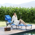 thumbnail image 2 of Outsunny Folding Lounge Chair w/ Reclining Back, Tanning Chair, Dark Blue, 2 of 10