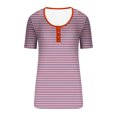 thumbnail image 3 of Blouses pour Femmes Mode Blouses Rayées Imprimées Boutonnées T-Shirt Manches Courtes Col Rond, 3 of 4