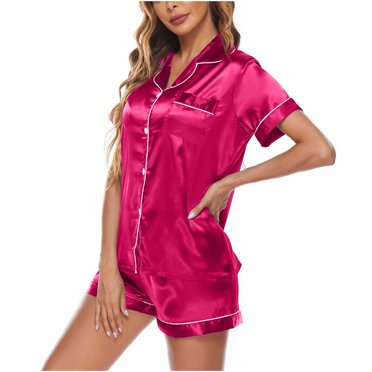 HWRETIE Women Pajama Set Short Sleeve Top And Shorts Casual Homewear Sleepwear Lounge Set
