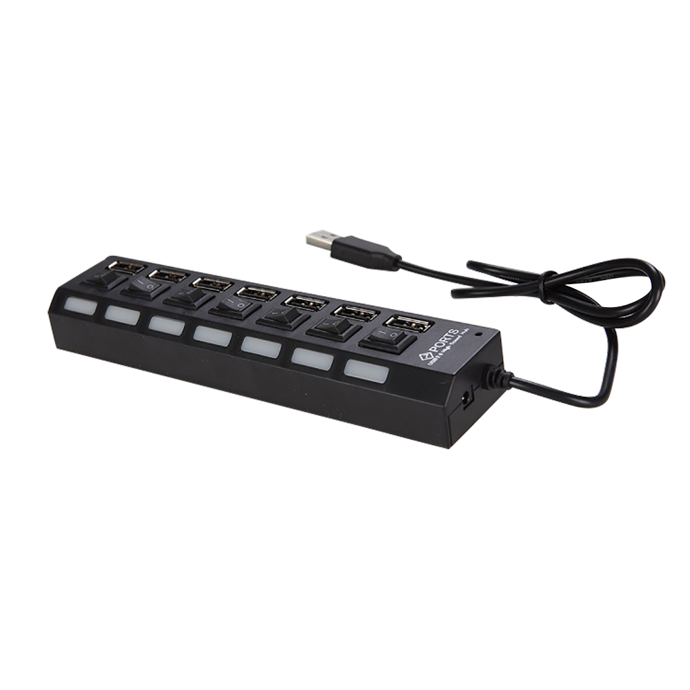 JDL-A7 HUB USB Hub 7 Port USB 2.0 Independent Switch Indicator High Speed Ultra Slim