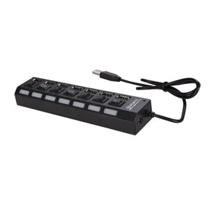 JDL-A7 HUB USB Hub 7 Port USB 2.0 Indicateur de commutation indépendant haute vitesse Ultra Mince