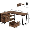 thumbnail image 2 of Tribesigns L-Shaped Computer Desk with 3 Drawers, Reversible Corner Home Office Desk with Shelves, 53-Inch Industrial PC Desk Study Writing Table Workstation for Small Space, Rustic Brown, 2 of 7