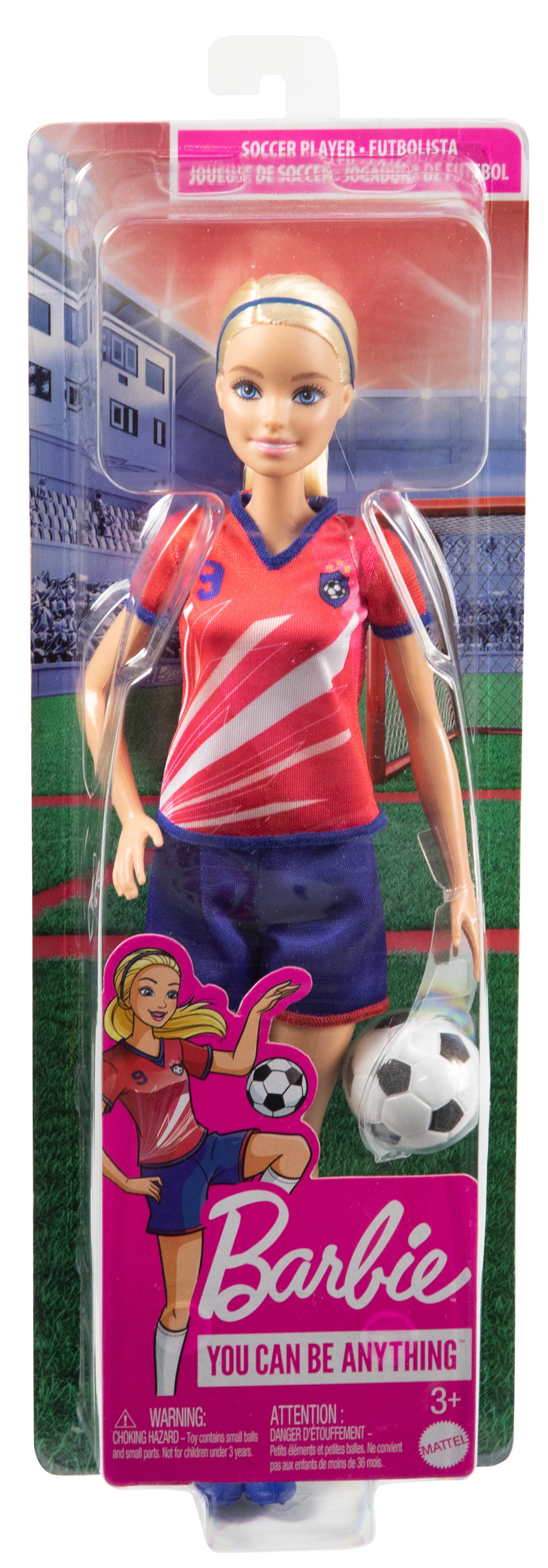 Barbie – Joueuse de soccer, blonde, uniforme 9, ballon de soccer