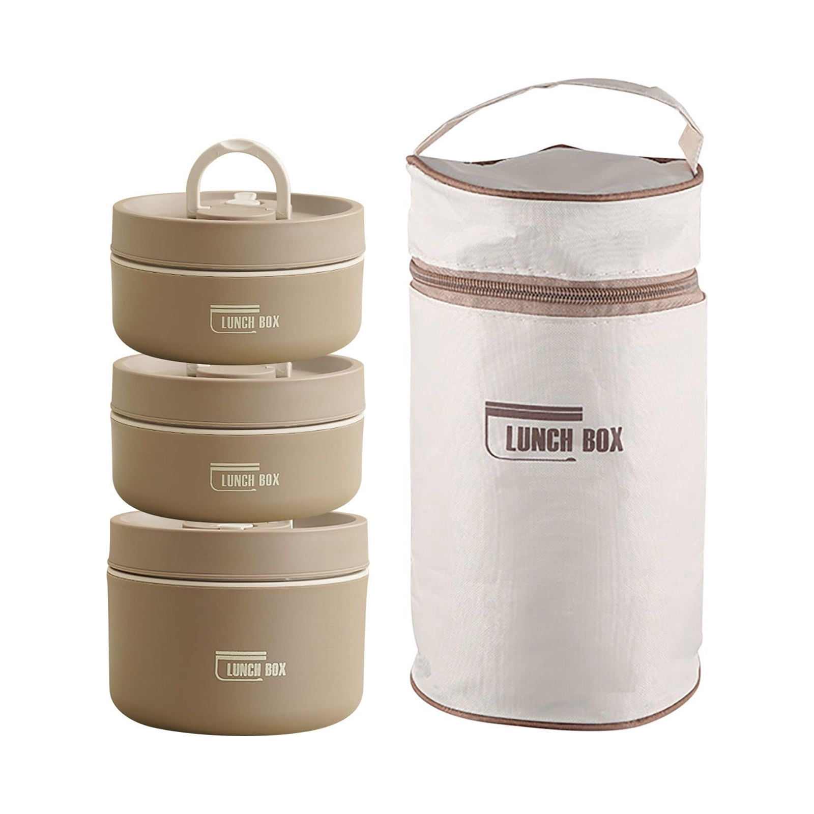 Renjiang Bento Box Adult Lunch Box, Portable Insulated Lunch Container with Bag, Leakproof Stainless Steel Food Container, Keep Food Warm Thermal Lunch Box To Work Picnic, Microwave Safe Brown 49oz