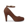thumbnail image 3 of BLISSFUL STEP Chaussures pour Femmes Bout Rond Talon Aiguille Bride à la Cheville Escarpins Brun Foncé 9.5, 3 of 7