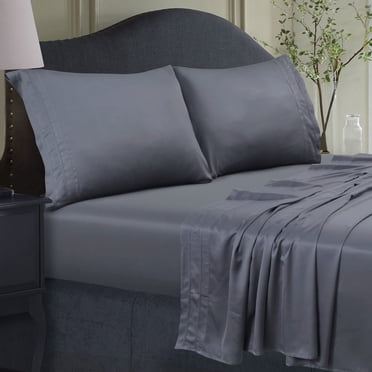Tribeca Living BAMB300SSFUST 300 TC Rayon from Bamboo Deep Pocket Sheet, 4 Piece Set, Steel Grey