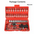 thumbnail image 1 of 46pcs Spanner Socket Ratchet Wrench Set 1/4" Drive Car Repair Tool Kit Red, 1 of 5