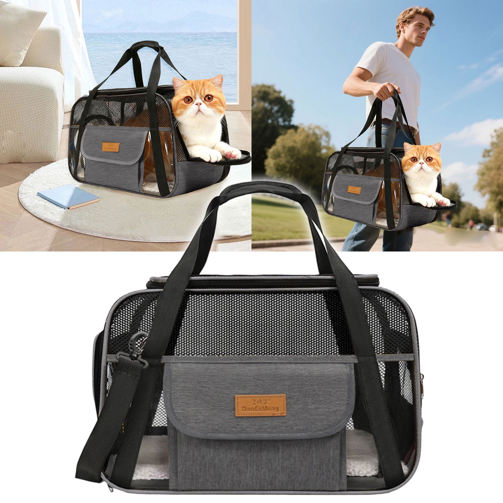 Portable Pet for Cats and Dogs with Mesh Window and Comfortable Padding for Safe Travel