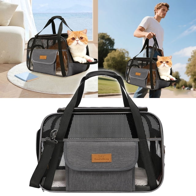 Portable Pet for Travel with Mesh Window and Comfortable Padding for Cats and Dogs