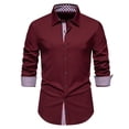 thumbnail image 2 of RXIRUCGD Chemise en Jean Décontractée à Manches Longues avec Poche et Col Rabattu pour Hommes, Rouge, Taille : L, 2 of 9