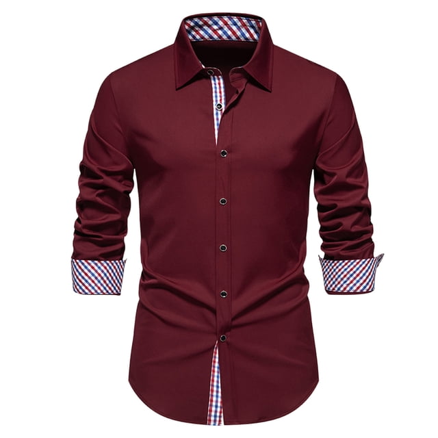 RXIRUCGD Chemise en Jean Décontractée pour Homme à Manches Longues avec Boutons, Poche et Col Rabattable, Rouge, Taille : M