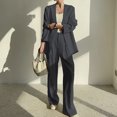 thumbnail image 2 of Timegard 2 Piece Suits Set for Women Button V Neck Open Front Jackets Business Office Wide Leg Pant Blazer Outfits, 2 of 6
