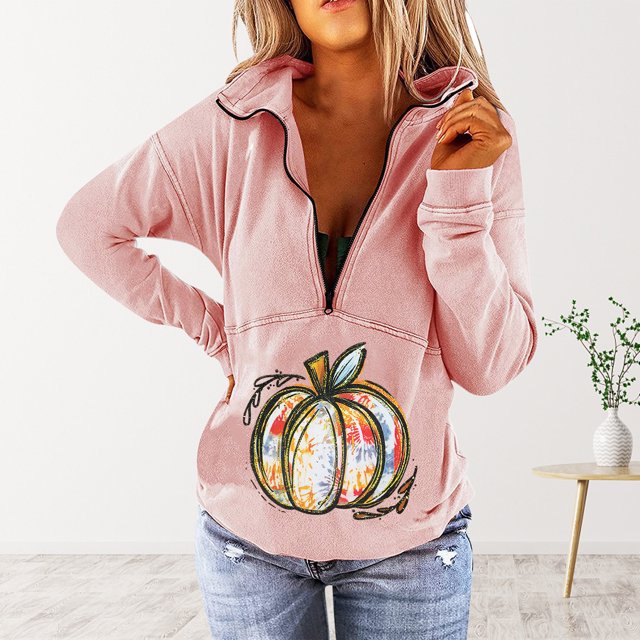 2023 Sweat-Shirt Mode pour Femmes 50 % de Réduction Liquidation Mode et Confortable Imprimé Décontracté à Manches Longues Patchwork Pull Zippé