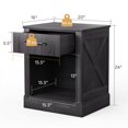 thumbnail image 2 of Gymax 2PCS Nightstand with Drawer and Shelf Rustic Wooden Bedside Table Bedroom Black, 2 of 10
