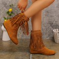 thumbnail image 4 of Dakaela Bottes Mi-Mollet en Suède à Franges pour Femmes, Bout Rond, Style Western, Bottillons à la Cheville, Chaussures Habillées d'Extérieur, 4 of 8