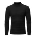 thumbnail image 1 of CEHVOM Men's Mid-collar Long-sleeved Solid Color Stretch Slim Bottoming Shirt Top Sale, 1 of 6