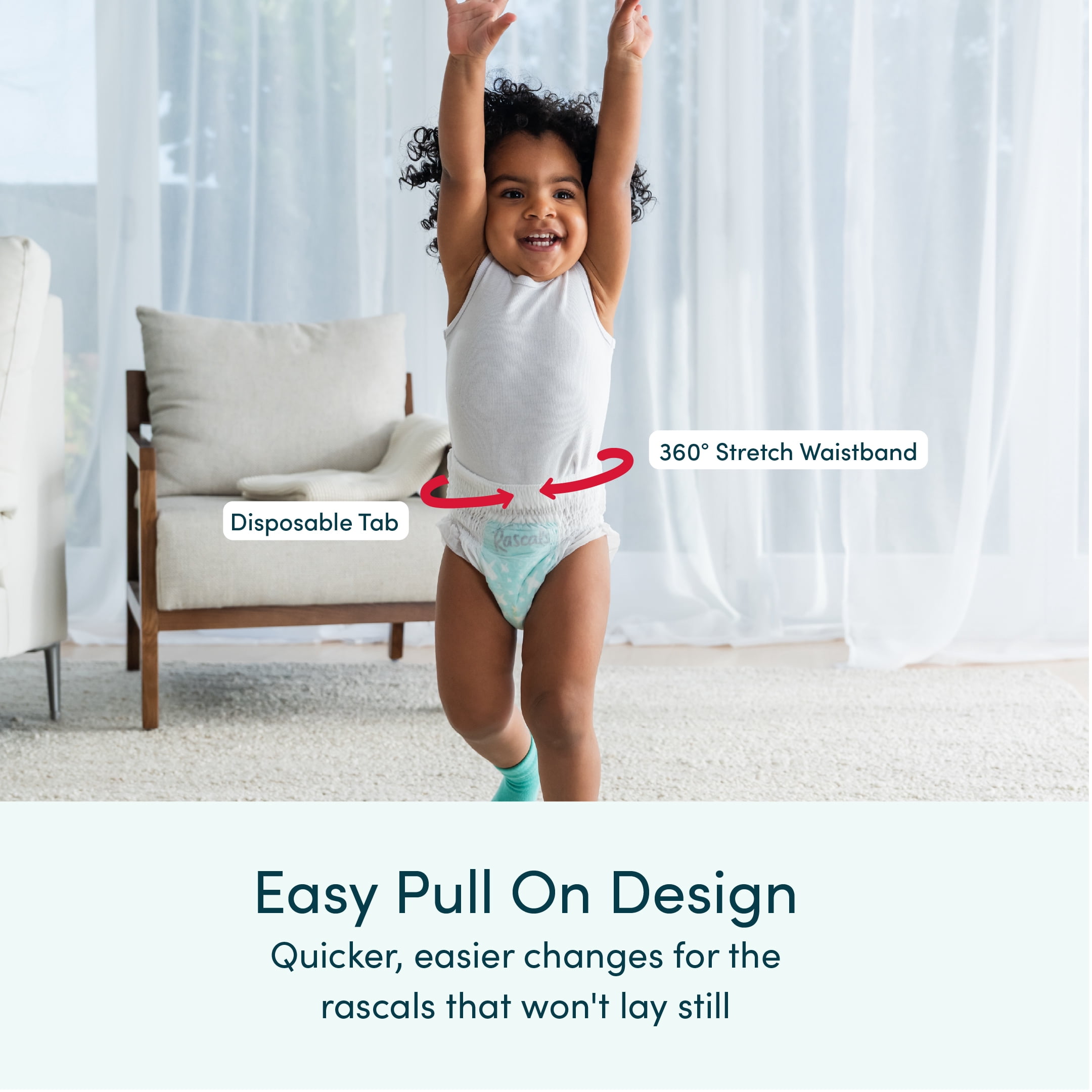 Rascals Premium 360 Diapers, Size 7, 68 Count