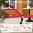 thumbnail image 4 of Outsunny Folding Lounge Chair, 5 Position Sun Tanning Chair, Red, 4 of 10