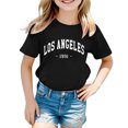thumbnail image 2 of T-shirts pour Filles pour Enfants Décontractés à Manches Courtes avec Imprimé de Lettres, Col Ras du Cou, Tenue de Tous les Jours, 2 of 4