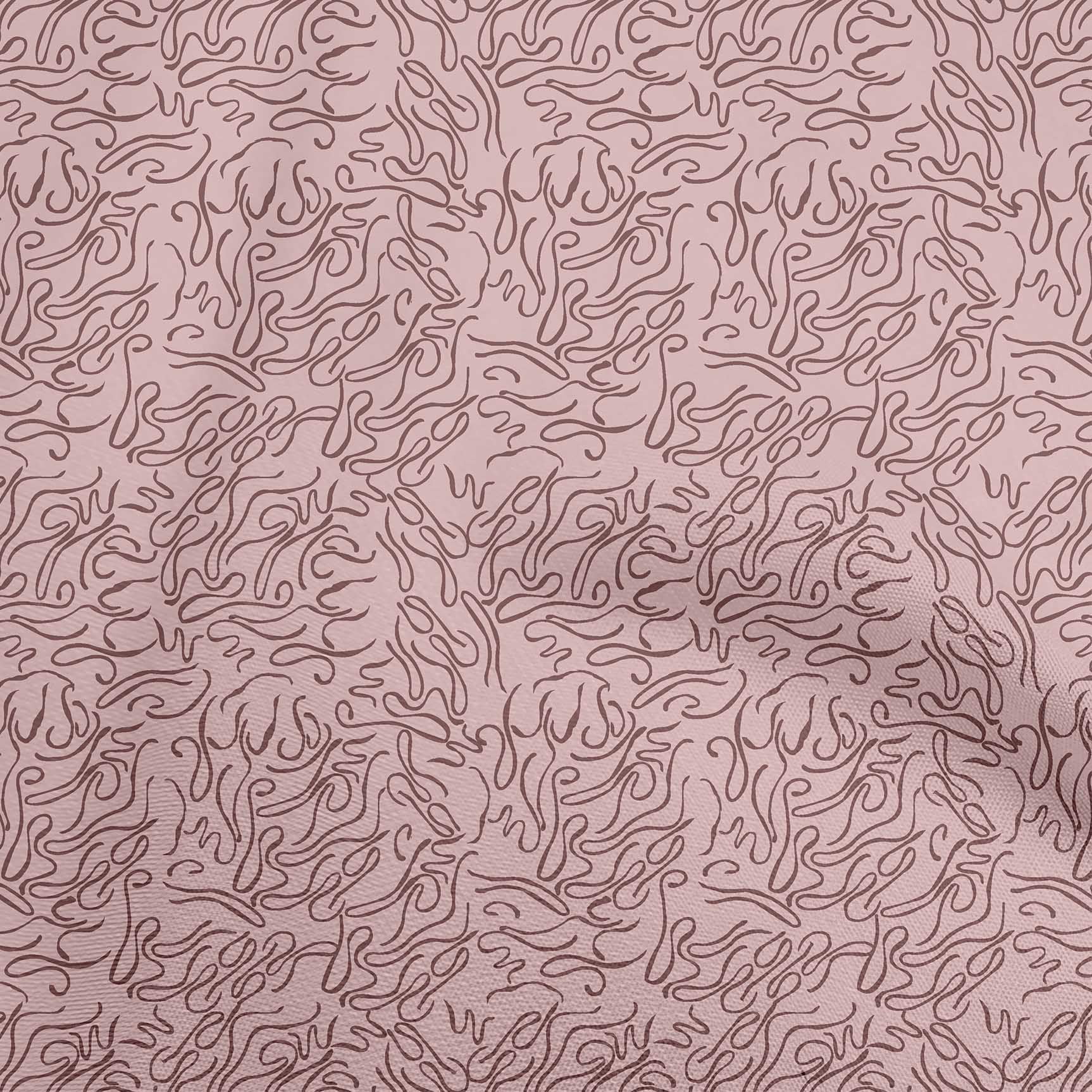 oneOone Cotton Flex Pink Fabric Abstract Line Dress Material Fabric Print Fabric By The Yard 40 Inch Wide